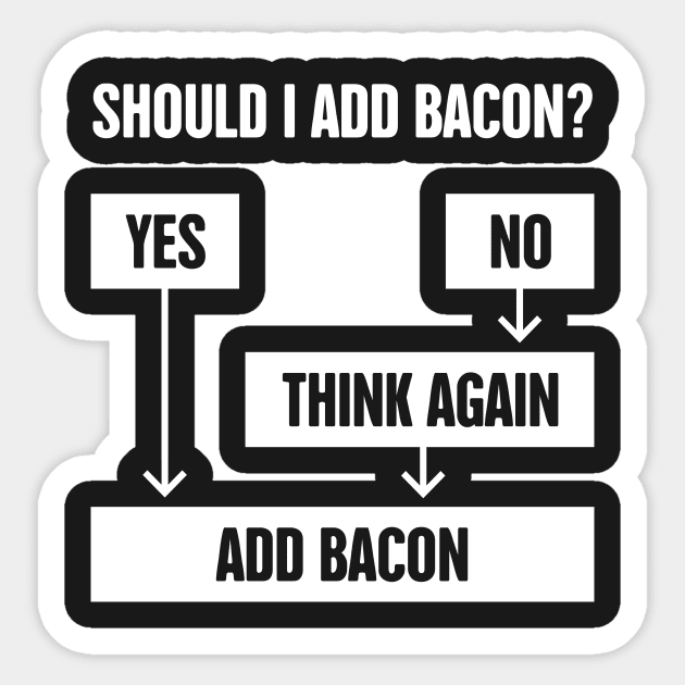 Flowchart – Should I Add Bacon? Sticker by MeatMan